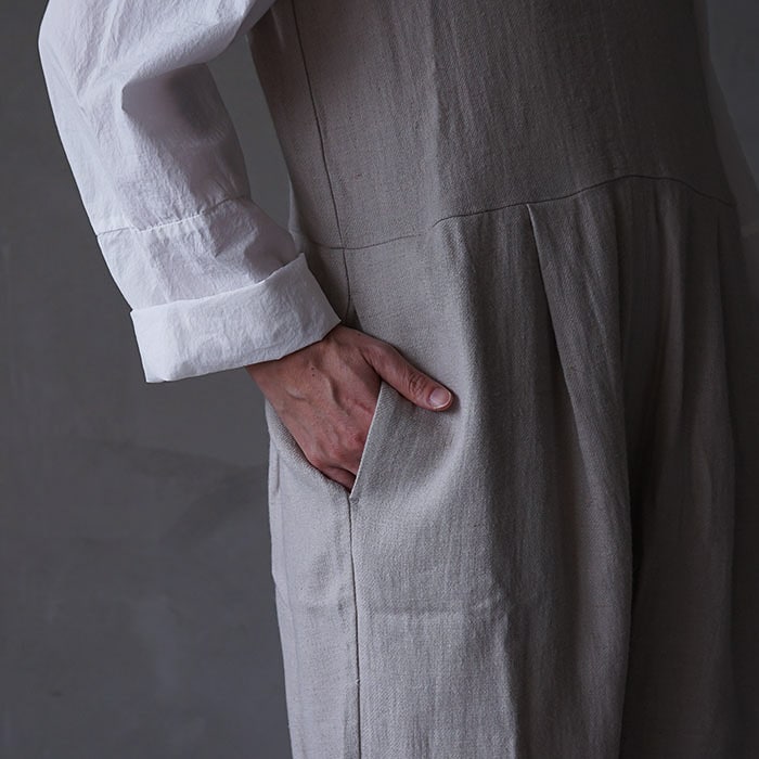 □(e243t083) / evam eva(エヴァムエヴァ) /linen wool all-in-one