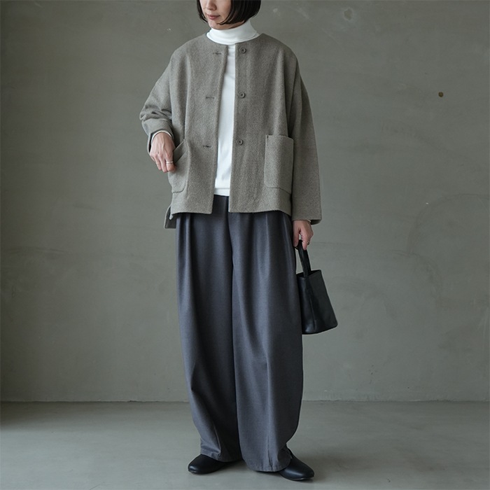 ○（e243k091) / evam eva(エヴァムエヴァ) /press wool no collar