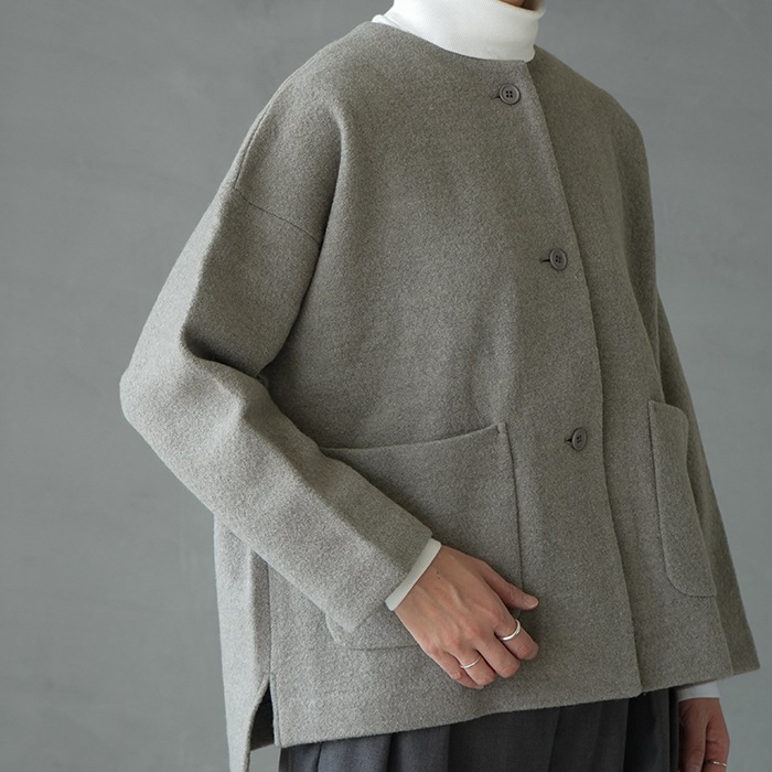 ○（e243k091) / evam eva(エヴァムエヴァ) /press wool no collar