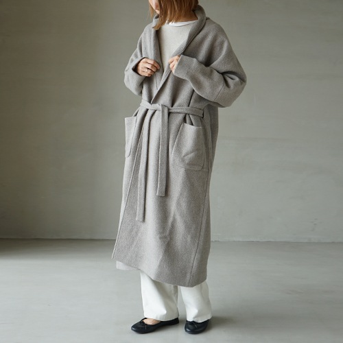 e213k117) / evam eva(エヴァムエヴァ) / press wool robe coat(プレス