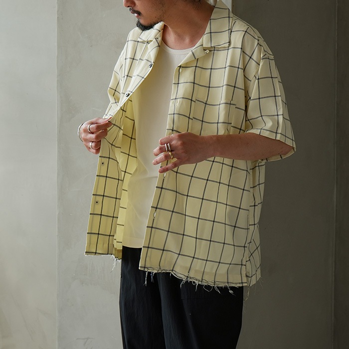 30%OFF】(anc-sh36) / ANCELLM (アンセルム) / RAYON CHECK OPEN