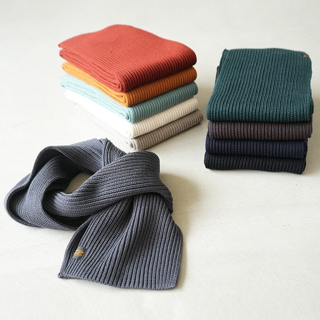 極美 BATONER ソリッドウール マフラー リブニット バトナー グレー