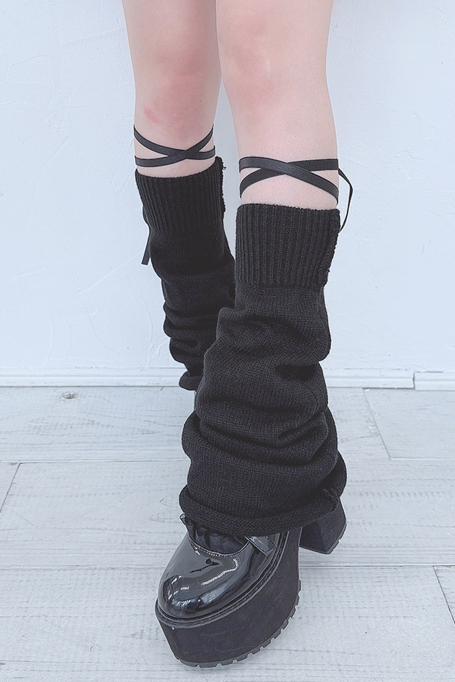 MA*RS】レースアップテープ付きレッグウォーマー - ブラック size-F