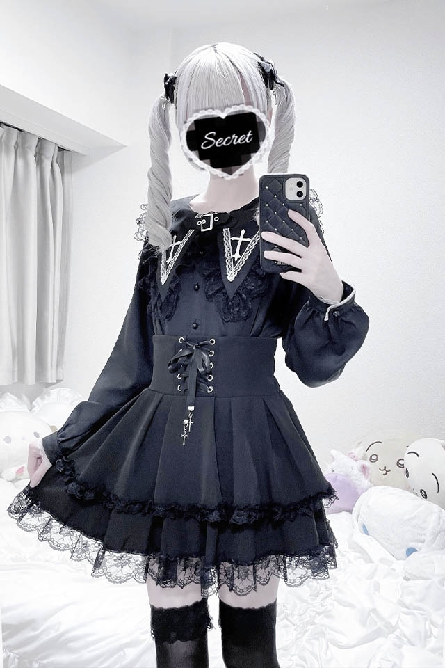 MA*RS】クロスチャーム付きスピンドルスカパン - ブラック size-F