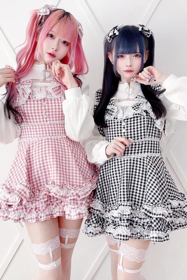 Princess Melody】ダブルりぼんギンガムキャミワンピース - ブラック