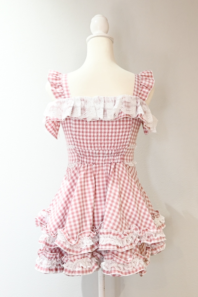 Princess Melody】ダブルりぼんギンガムキャミワンピース - ピンク