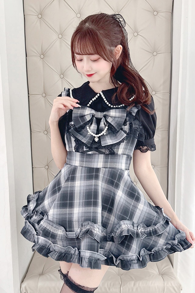 Princess Melody】パール襟袖レースブラウス - ブラック size-F | 地雷