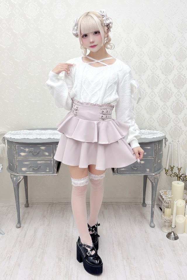 MA*RS】スクエア開きリボンケーブルニット - ホワイト size-F | 地雷系