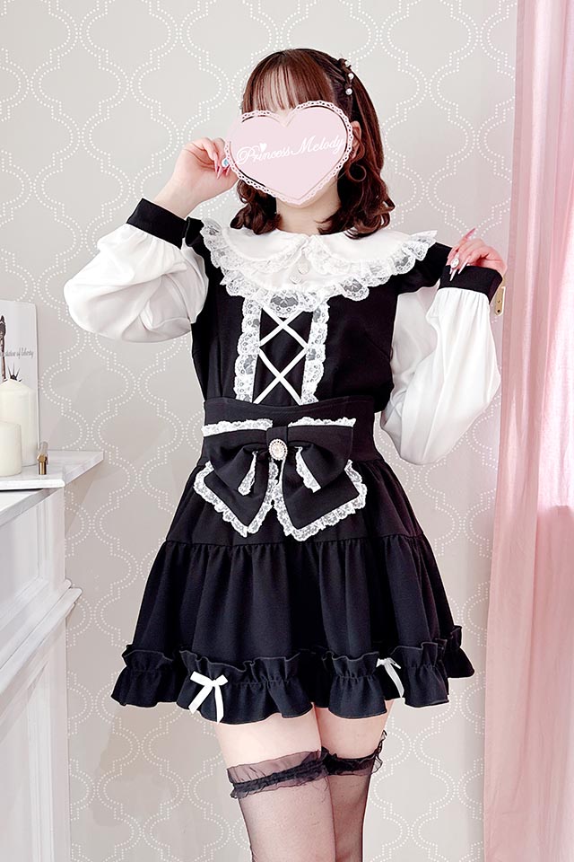 Princess Melody】レースアップヨークフリルブラウス - ブラック size