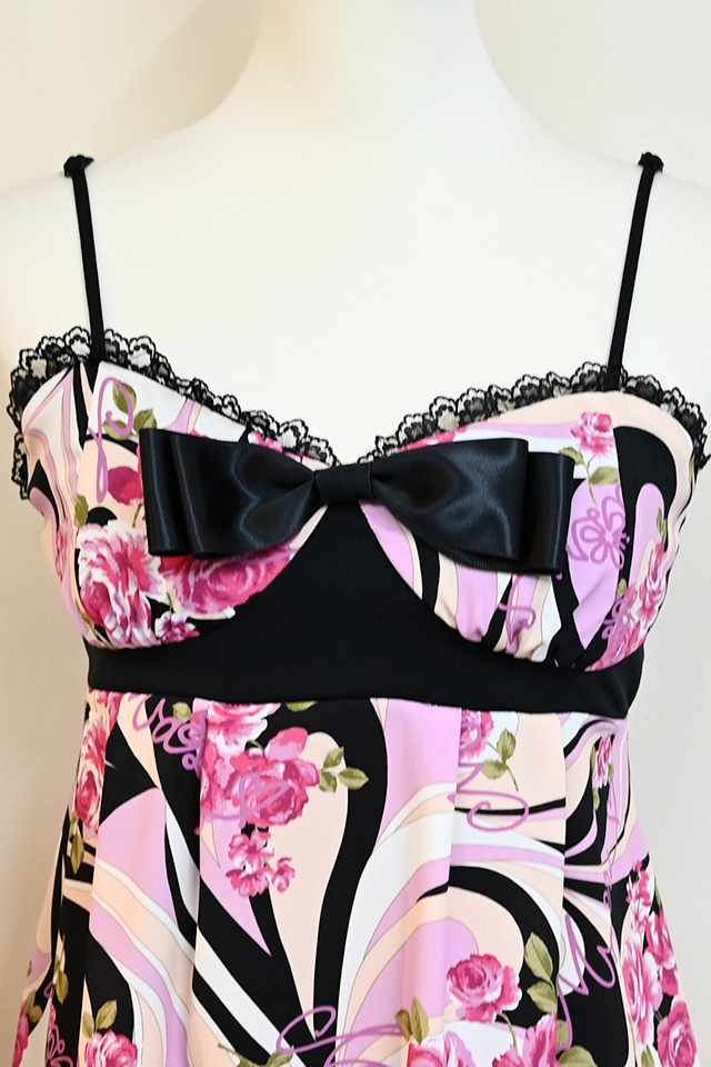 MA*RS】【通販限定販売】幾何学バラ柄キャミソール - ブラック size-F