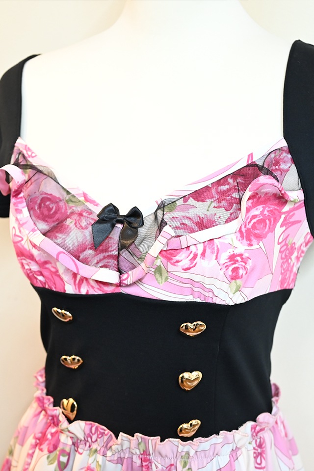 MA*RS】【通販限定販売】幾何学バラ柄ワンピース - ピンク size-F