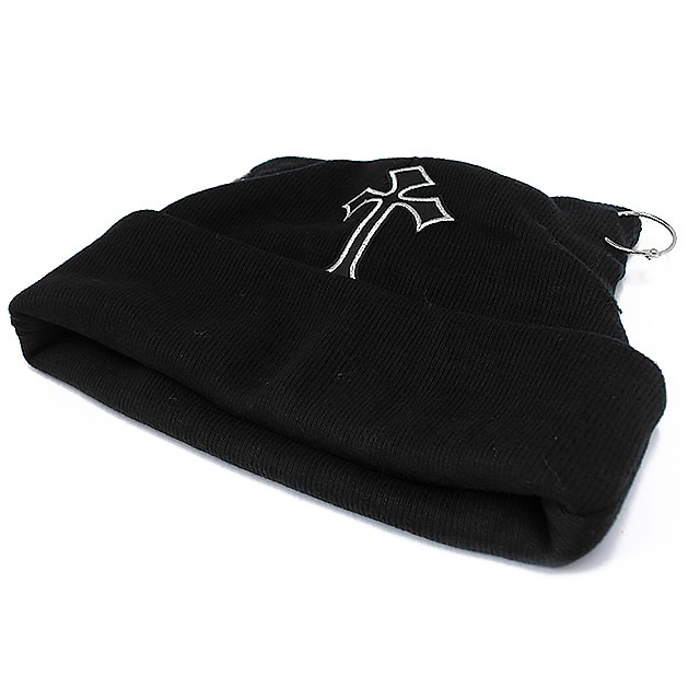 猫耳リングクロスニットキャップ 【BLACK】 /リッスンセレクト｜LISTEN