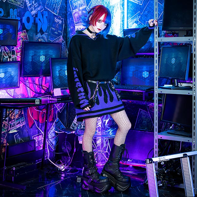 魔界の炎をまといしセーラーニット【BLACK×PURPLE】｜LISTEN FLAVOR