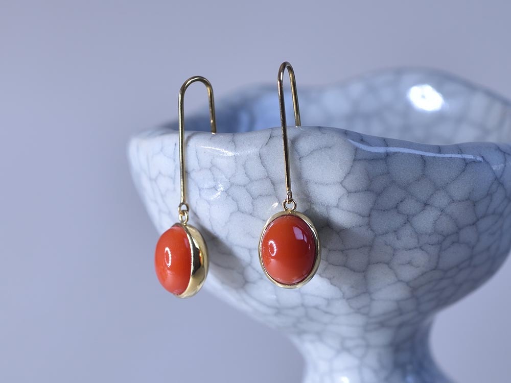 Coral_1.84ct,1.65ct /K18YG Pierce 【cupola/クーポラ】 | 天然石