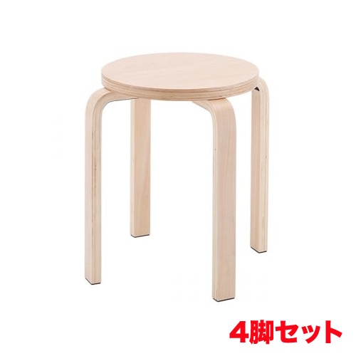 丸椅子 4脚セット 木製スツール 幅420×奥行420×高さ440mm Z-SHSC-1