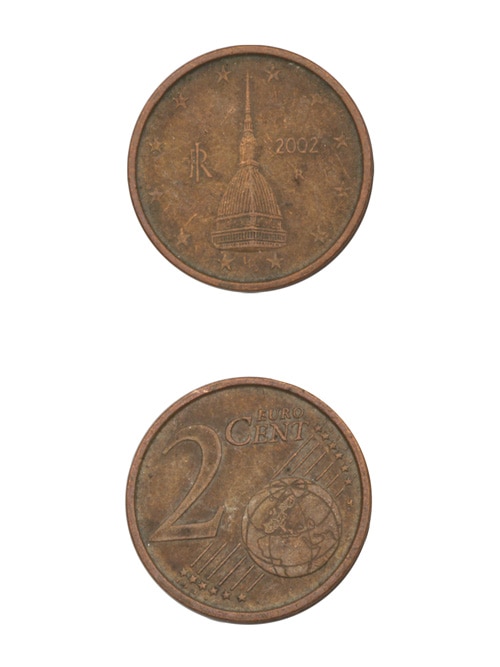 レザークラフト金具のコイン / イタリア / ユーロ / 2セント / 19mm