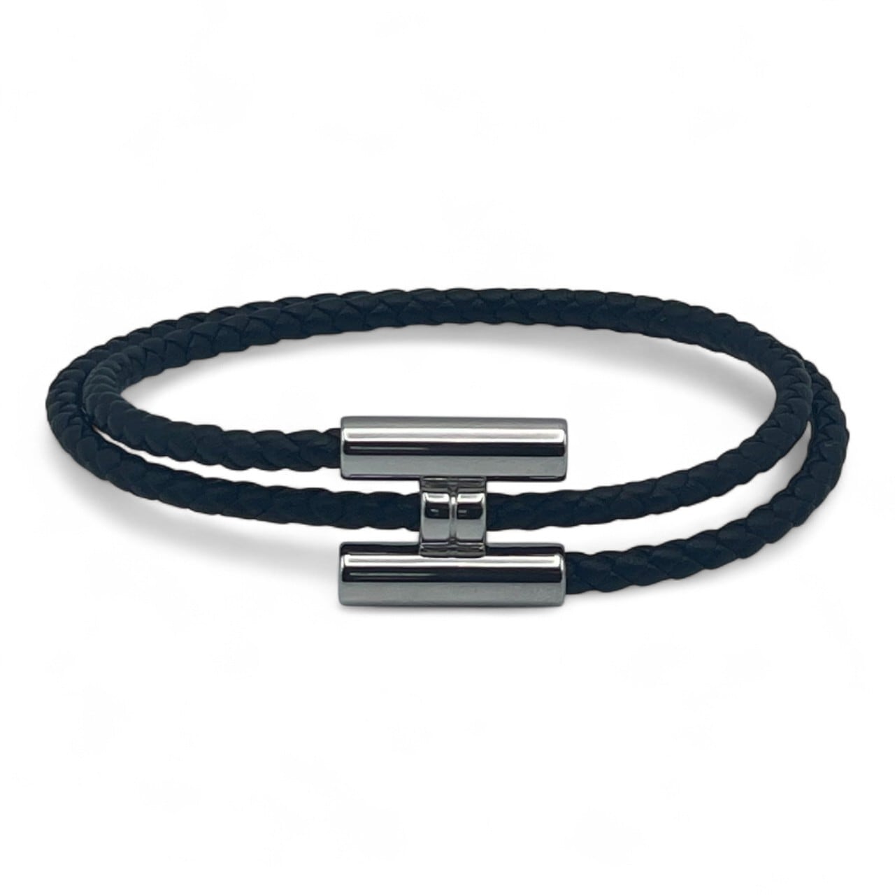 エルメス レザーブレスレット トゥルニ トレッセ T5(18.5cm) シルバー