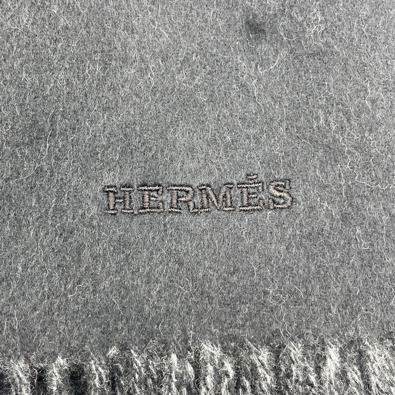 エルメス カシミヤマフラー レクトヴェルソ 40×160 黒/フランネル