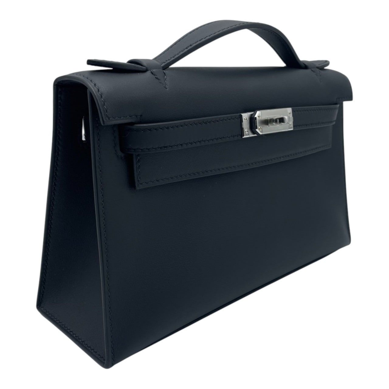 現金特価】エルメス ポシェットケリー 22 ノワール スイフト シルバー