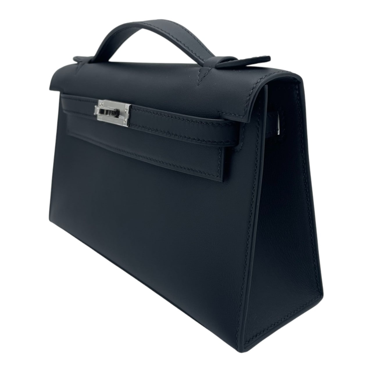 現金特価】エルメス ポシェットケリー 22 ノワール スイフト シルバー