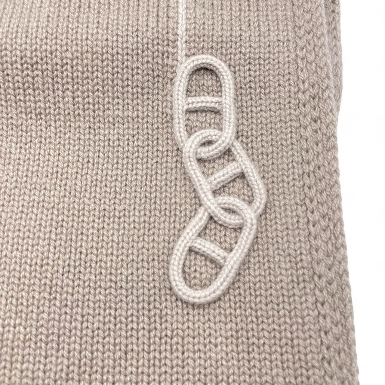 エルメス ニットマフラー マイヨン・トラセ 30×180 ベージュ カシミヤ