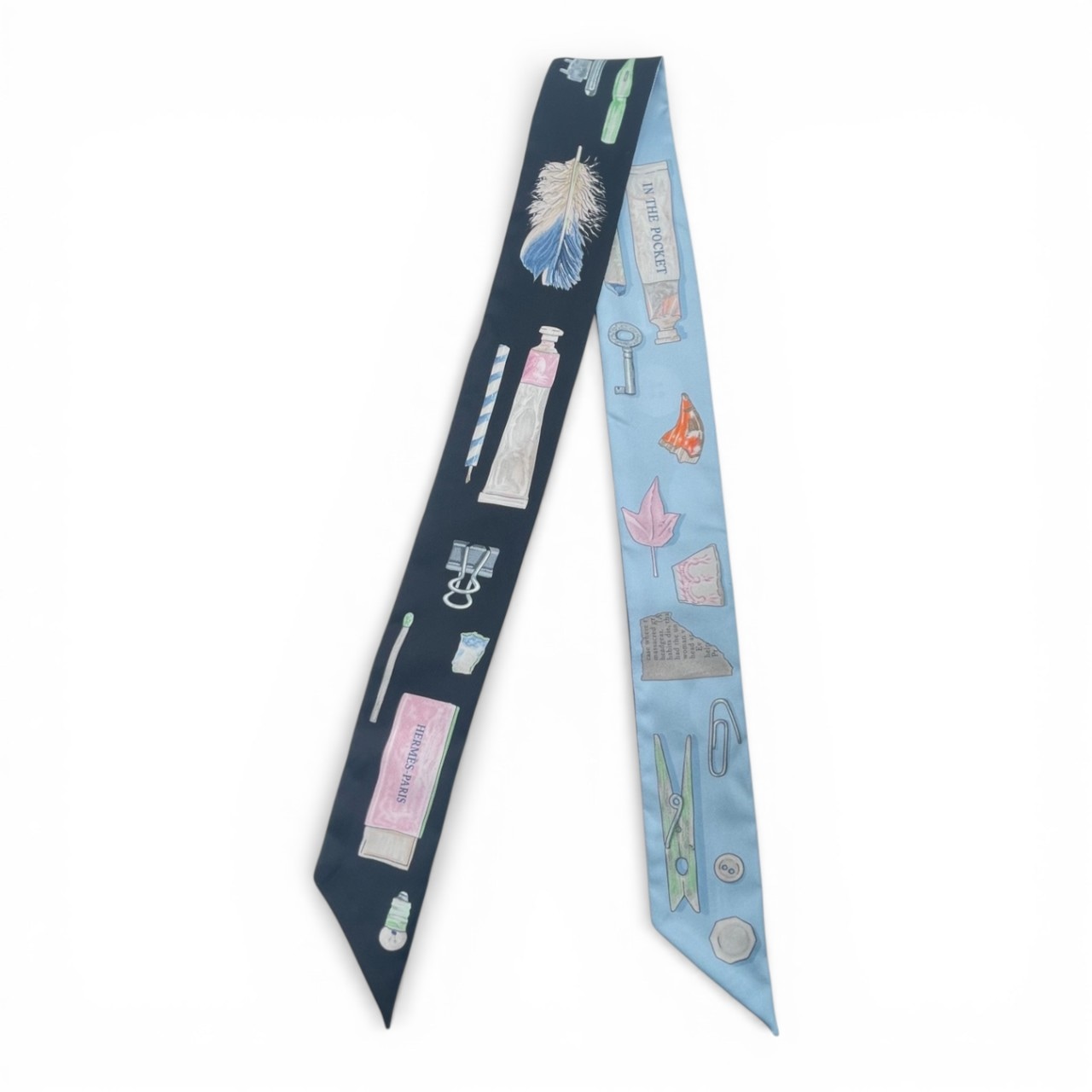 エルメス ツイリー イン・ザ・ポケット ノワール/ピンク/マルチカラー