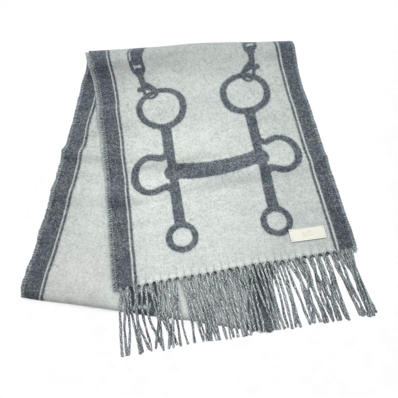 エルメス マフラー モール 30×160 イヴォワール / フランネルグレー