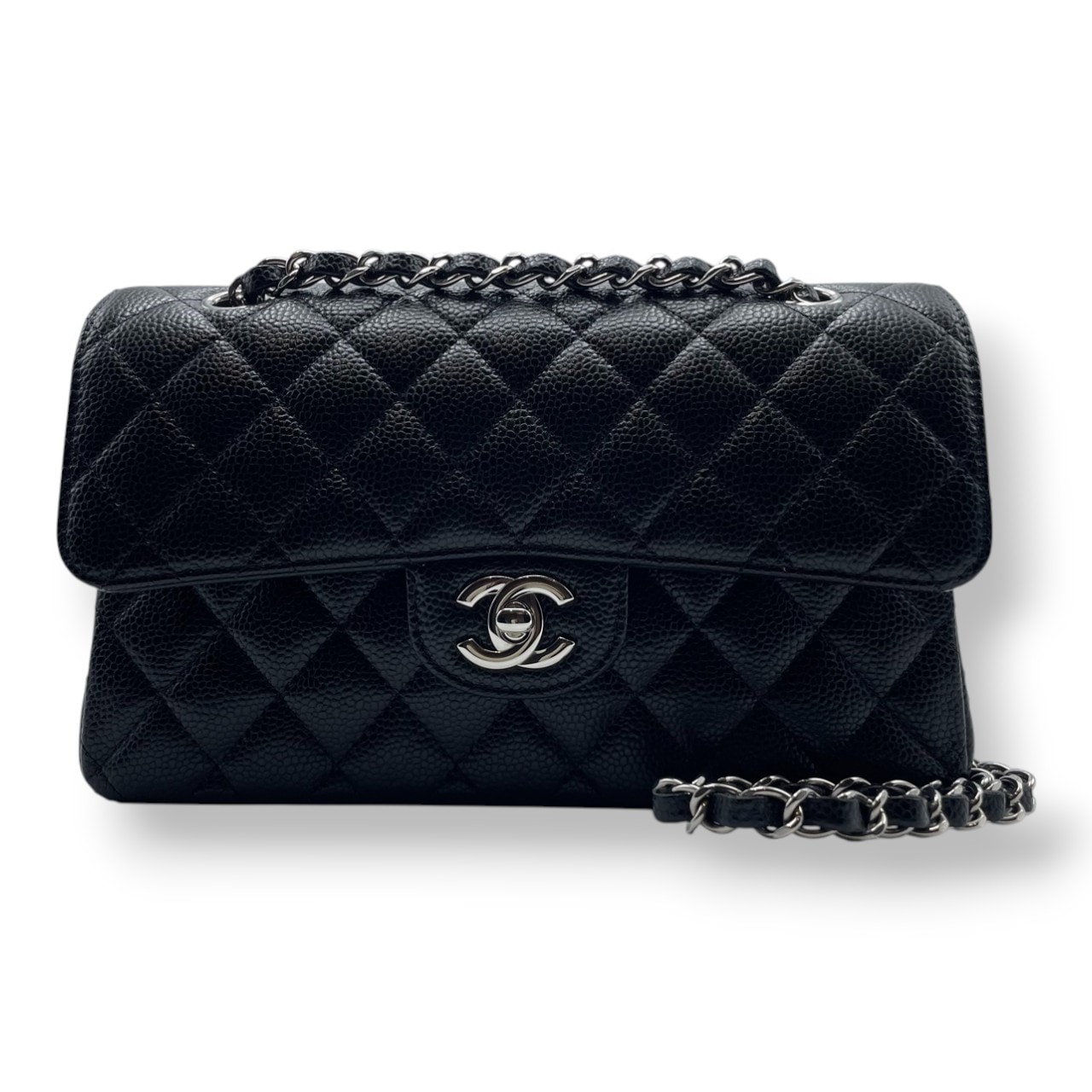 シャネル マトラッセ W23 ブラック キャビアスキン シルバー金具