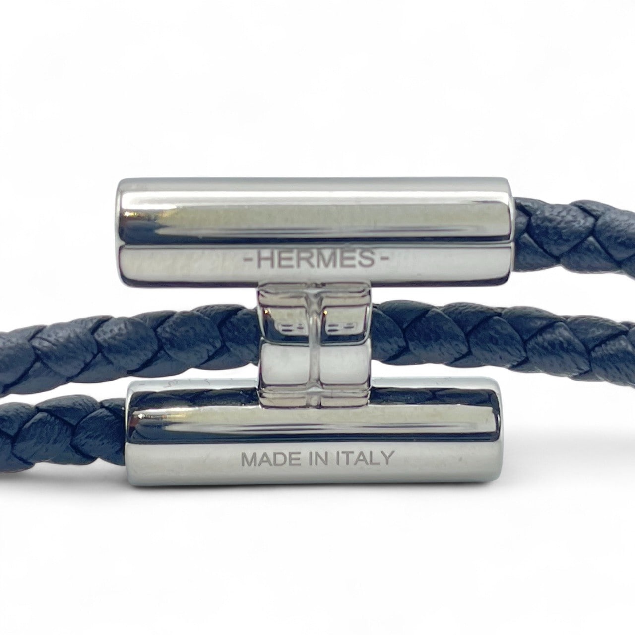 エルメス レザーブレスレット トゥルニ トレッセ T5(18.5cm) シルバー