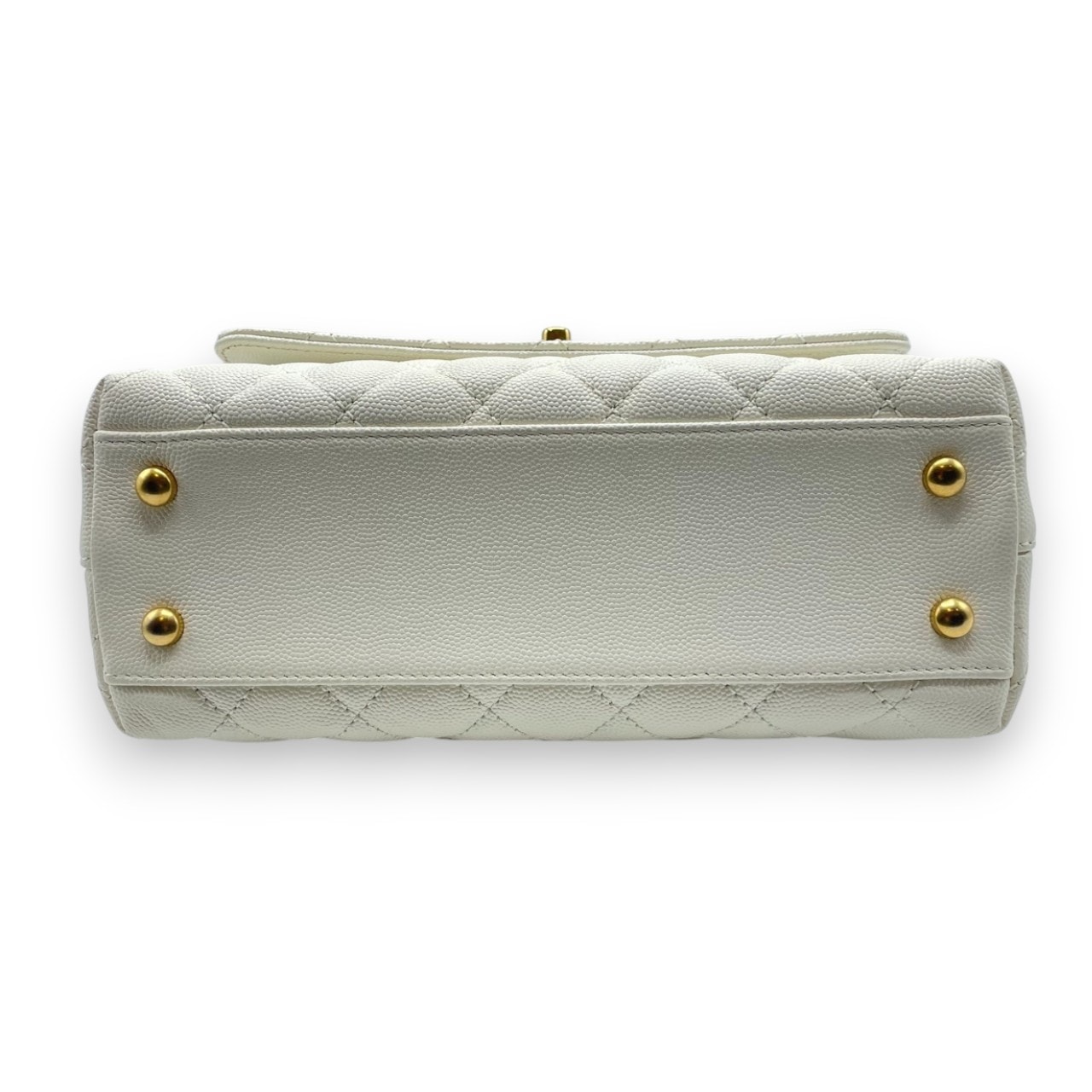 シャネル ココハンドル W24 ホワイト キャビアスキン ゴールド金具