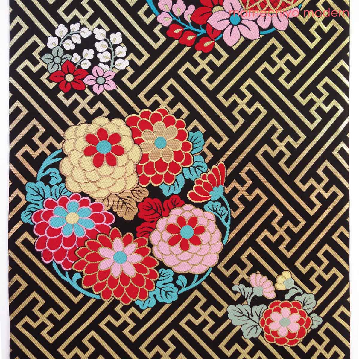 正絹 袋帯 西陣織 紗綾形花丸