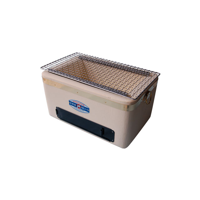 丸和工業製 天然珪藻土岩切り出し 焼鳥七輪30cm 真鍮巻