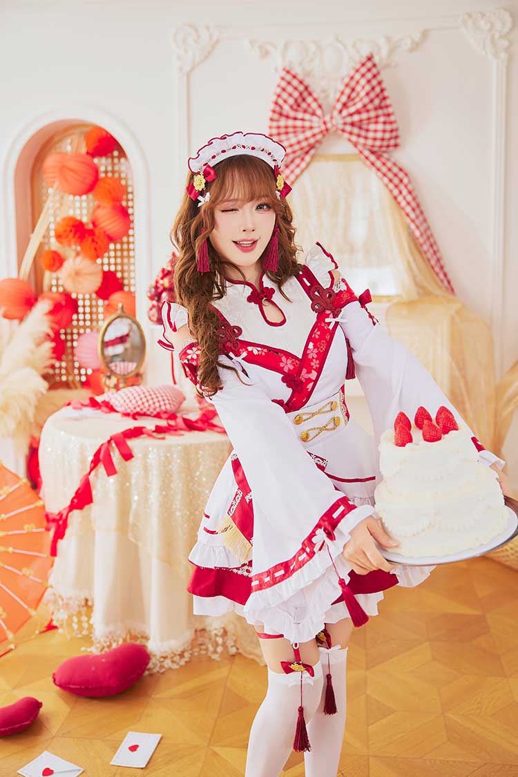 即日発送】ブルームルージュ巫女メイド《オリジナルコスプレ6点セット