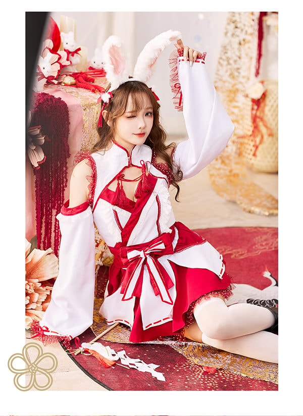 即日発送】ポルカドットドーリー巫女バニー《オリジナルコスプレ7点