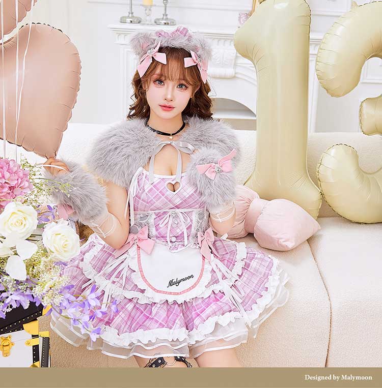 即日発送】ハニーベアチェックメイド《オリジナルコスプレ10点セット