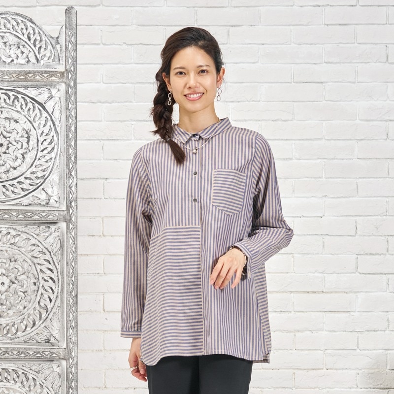 ストライプ切り替えプルオーバー N｜マライカ公式通販