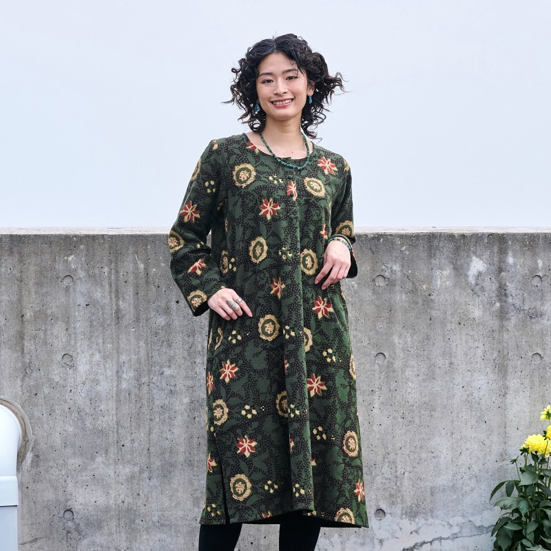 50%OFF コットン花柄ブロックプリントワンピース｜マライカ公式通販