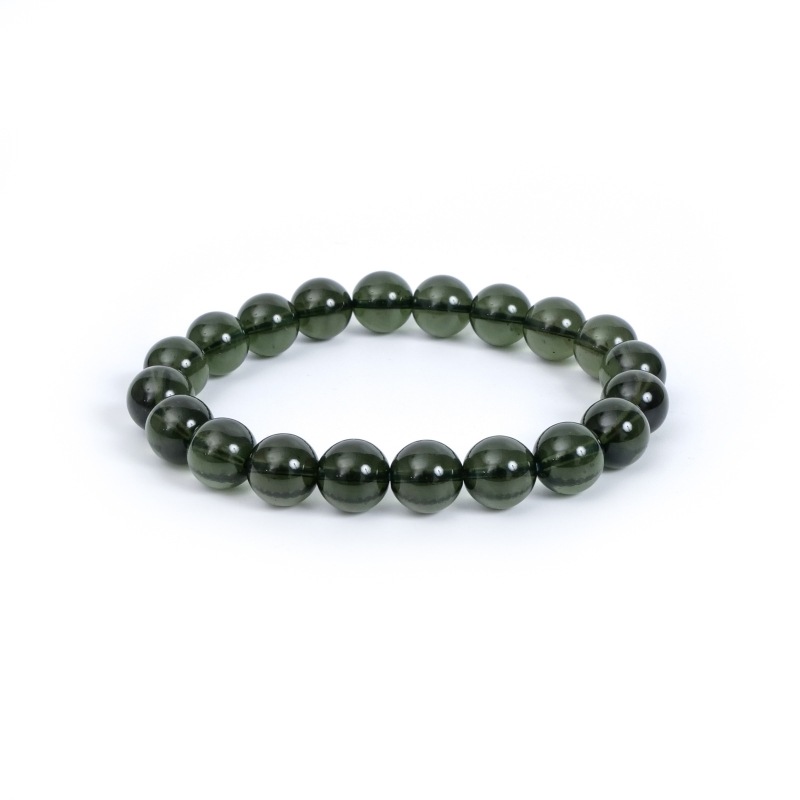 鑑別書付 モルダバイト丸玉ブレスレット 10mm｜マライカ公式通販