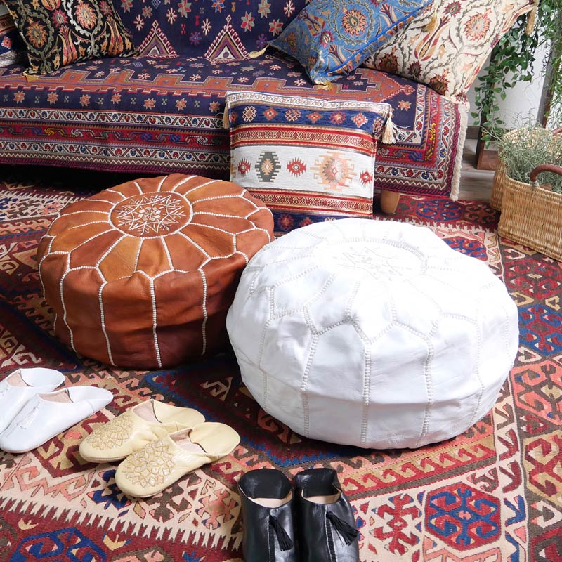 モロッコ レザープフ クッションスツール｜マライカ公式通販