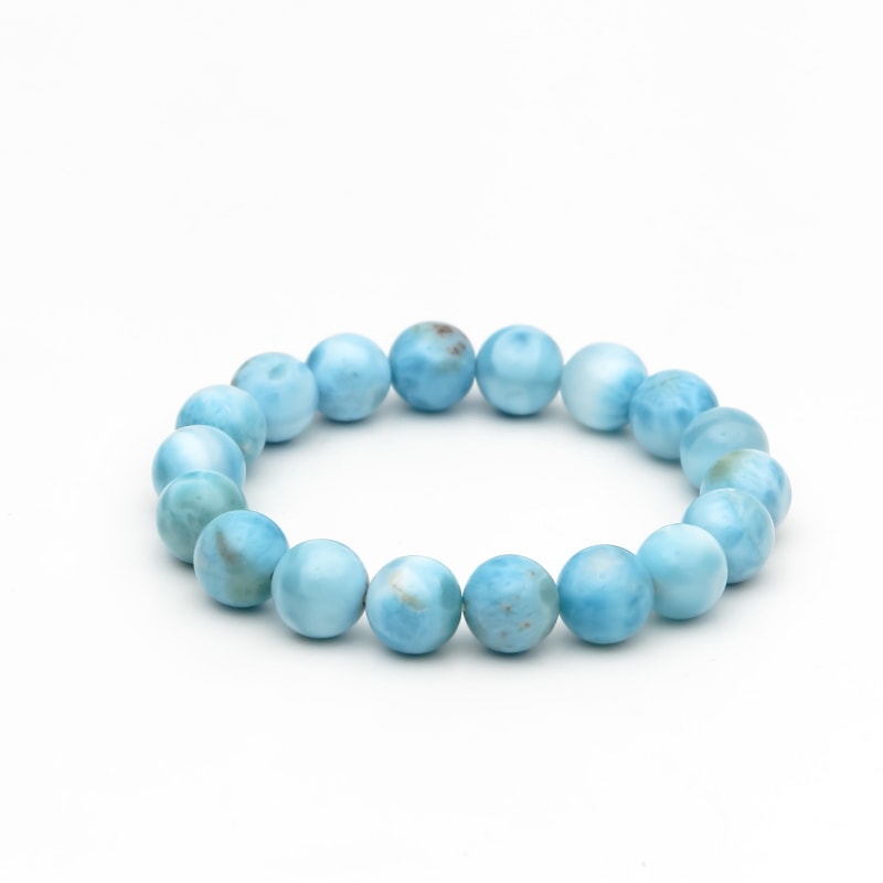 上質大玉ラリマー丸玉ブレスレット （鑑別書付） 14mm｜マライカ公式通販