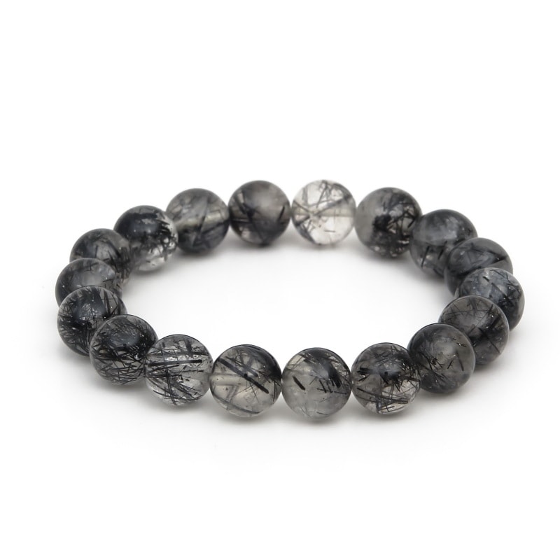 ブラックトルマリン入り水晶丸玉ブレスレット11mm｜マライカ公式通販