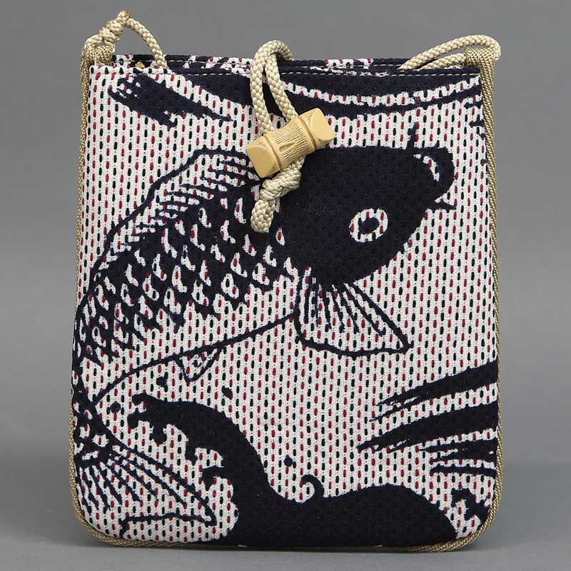祭ポシェット【千代掛｜鯉に流水・赤黒刺子】祭用品専門店浅草絆纒屋