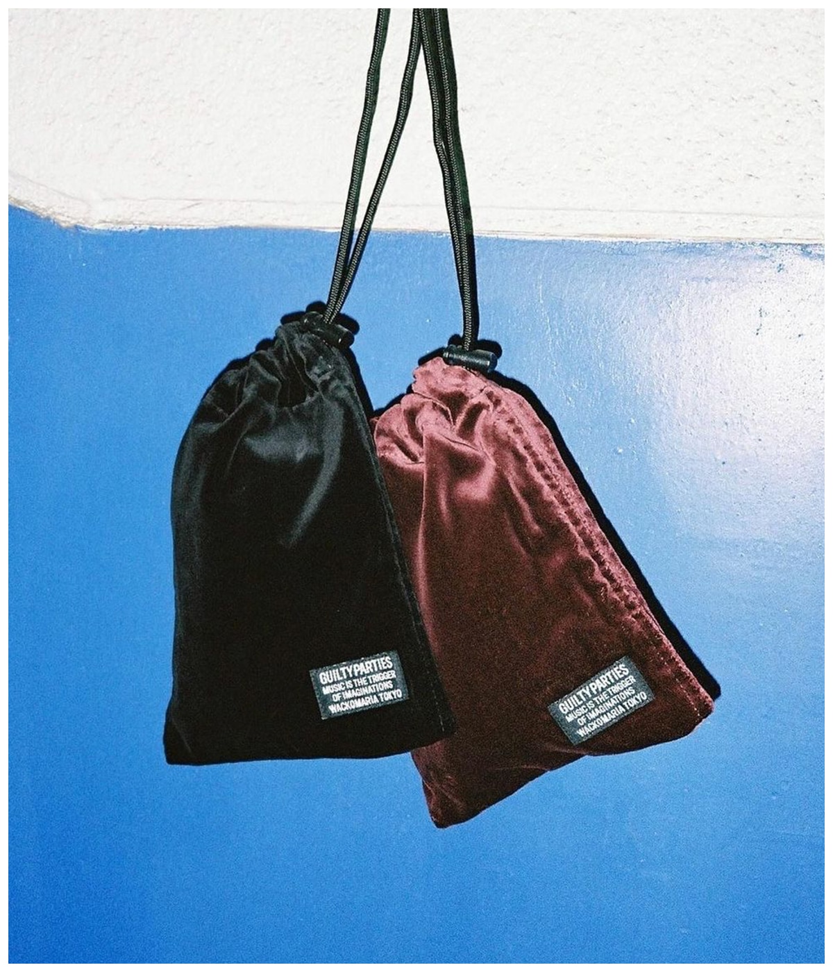 VELVET DRAWSTRING BAG【BLACK】｜WACKO MARIA｜MELTING POT（正規取扱