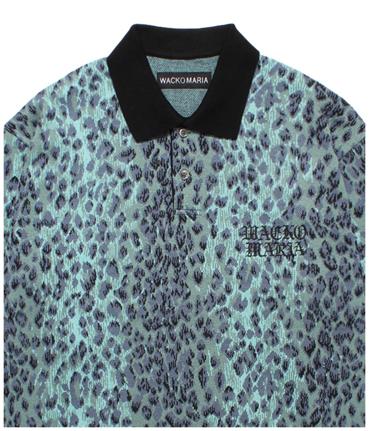 LEOPARD JACQUARD KNIT POLO SHIRT【GREEN】｜WACKO MARIA｜MELTING