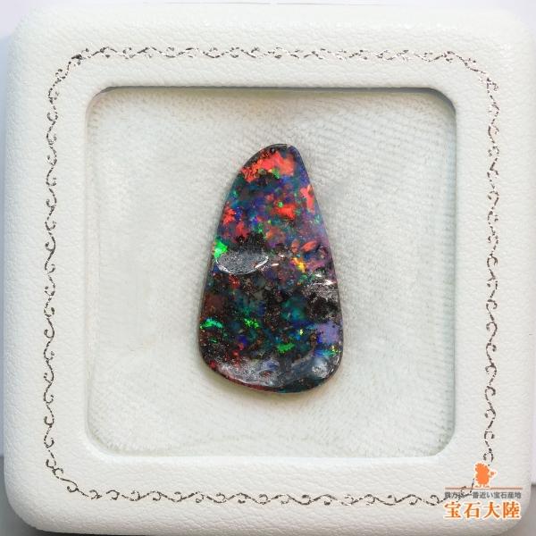 天然ボルダーオパール 19.21ct 【キラキラレッド美遊色】