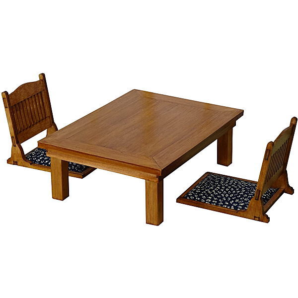 コバアニ cobaanii mokei工房 和の造作 1/12スケール 檜の座卓と座椅子