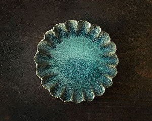 小澤基晴 輪花豆皿 ブロンズ