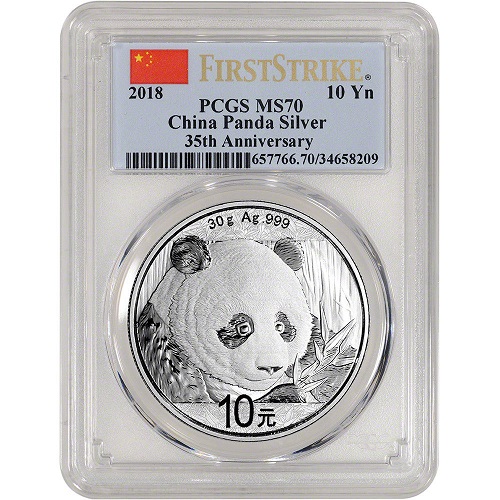 銀行振込5%オフ】 2018年 中国パンダ銀貨 30g PCGS鑑定 MS70 FIRST