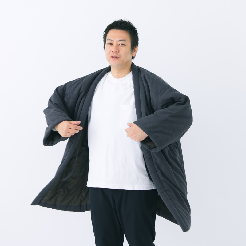 半纏 [山並みはんてん oversized] 紺・グレー ロング95cm丈