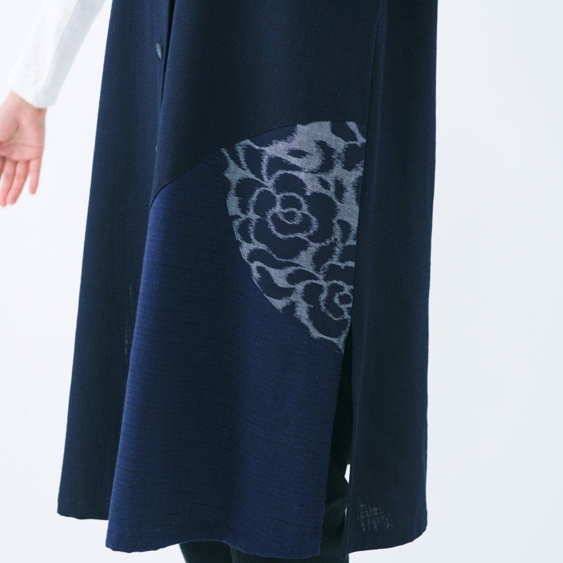 ロングベスト [彩藍 暦(こよみ) ロングベスト] 全2色 綿100％